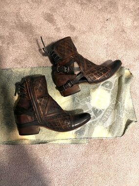 Freebird by Steven Brown Leather Cutout Ankle Boots